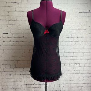 Sexy black mesh lace slip nightgown size medium